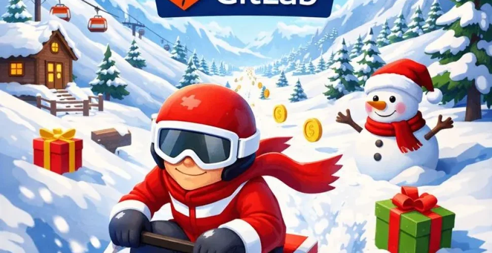 Snowy adventure on a red sled